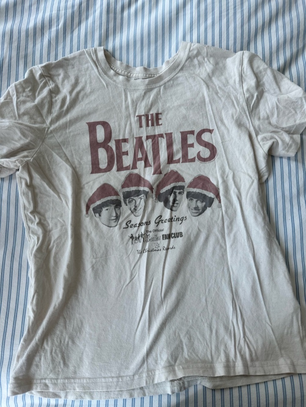 Abercrombie & Fitch White Beatles Graphic Tee with Red Print